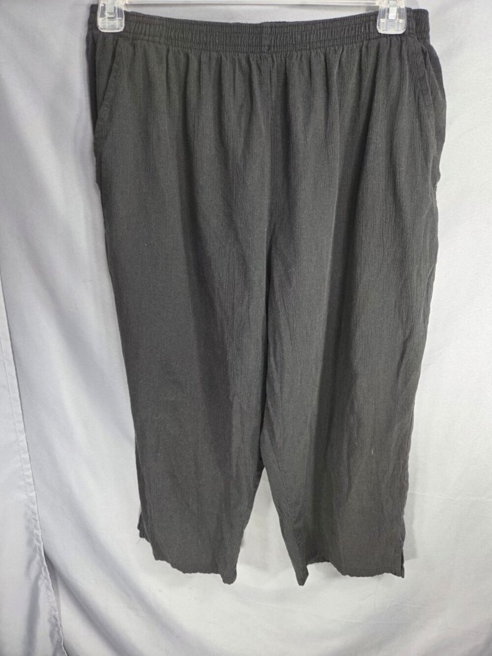 Jeno Neuman Woman Black Elastic Waist Cotton Blend Pants w/Pockets Size 18WP